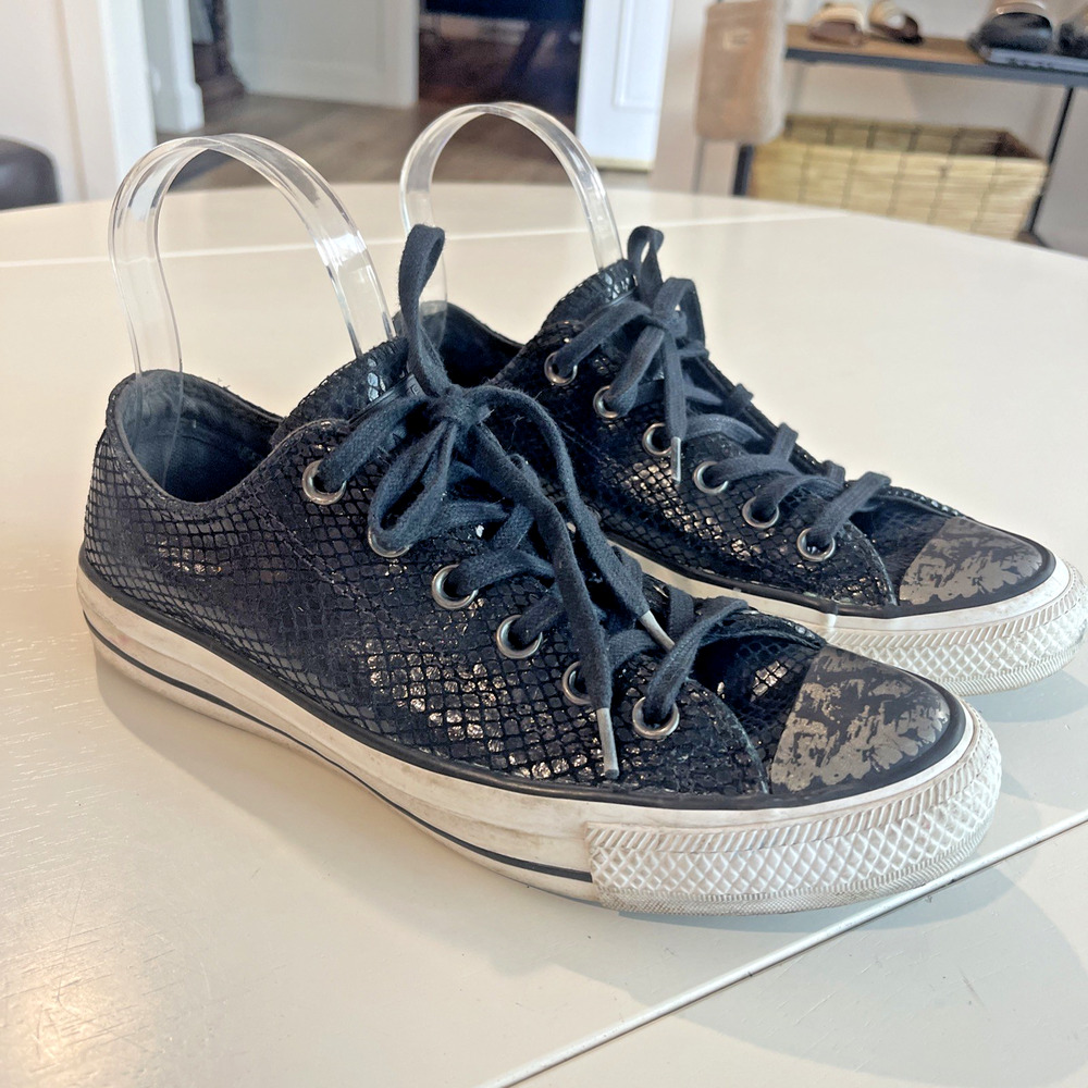 Converse Chuck Taylor All Star 2 Shoes Womens Sz 7 Black Sequin Sneakers Metal